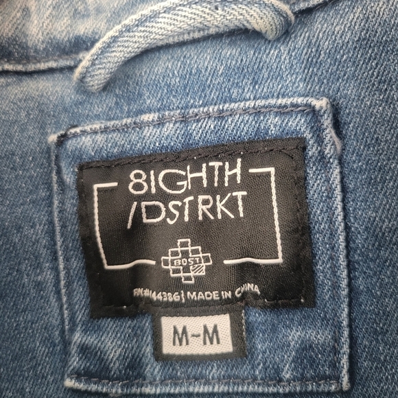 8IGHTH DSTRKT Men's Denim Jean Sleeveless Jacket Size M Streetwear - Picture 3 of 5